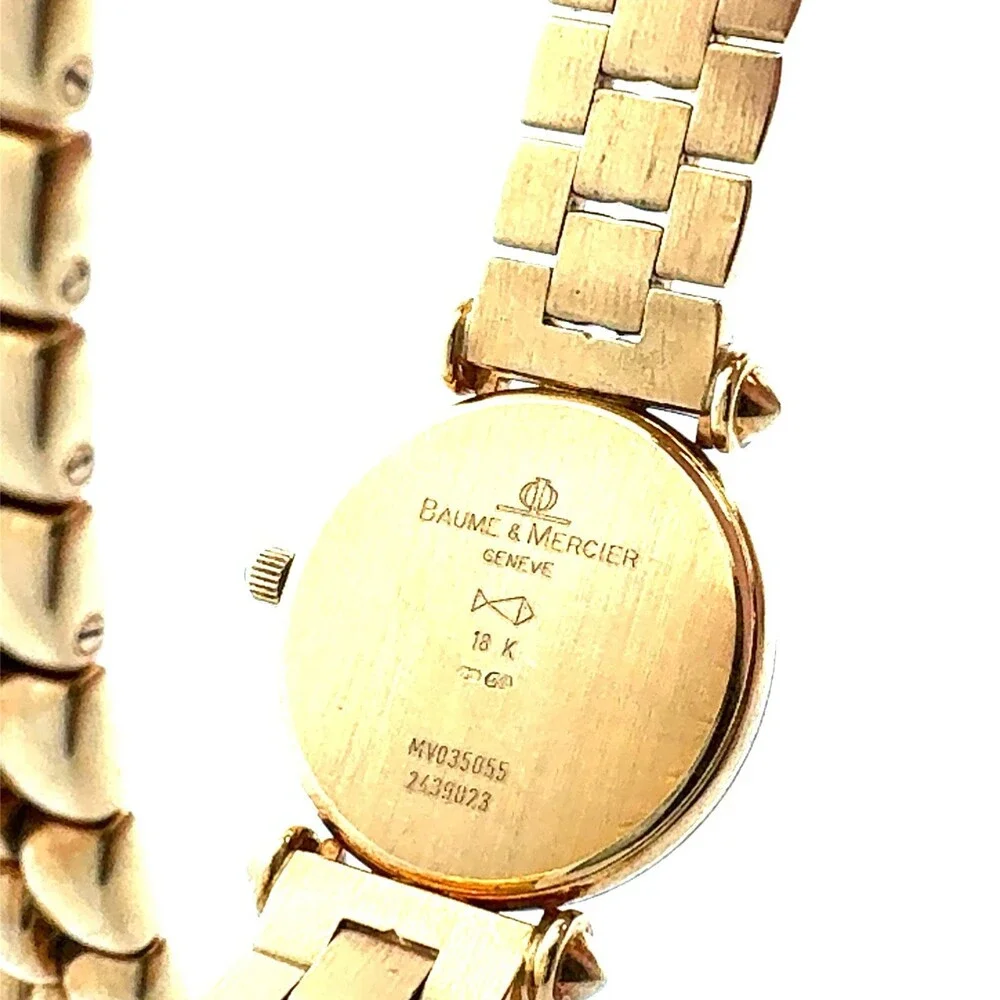 Baume & Mercier Geneve Solid 18k Yellow Gold MOP Dial Diamond Bezel Ladies Watch